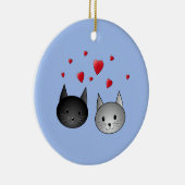 Cute Black en Grey Cats, met hart. Keramisch Ornament (Rechts)