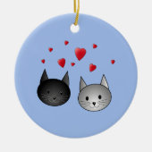 Cute Black en Grey Cats, met hart. Keramisch Ornament (Voorkant)