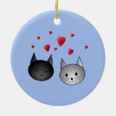 Cute Black en Grey Cats, met hart. Keramisch Ornament (Achterkant)
