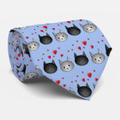 Cute Black en Grey Cats, met hart. Stropdas (Opgerold)