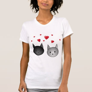 Cute Black en Grey Cats, met hart. T-shirt