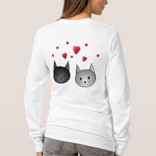 Cute Black en Grey Cats, met hart. T-shirt