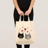 Cute Black en Grey Cats, met hart. Tote Bag (Voorkant (product))