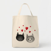 Cute Black en Grey Cats, met hart. Tote Bag (Voorkant)