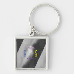CUTE_ BLACK EN GRIJS LICHT ( Paarse gele bLUE ) Sleutelhanger