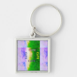 CUTE_ BLACK EN LICHT ( Groen Paars geel ) Sleutelhanger