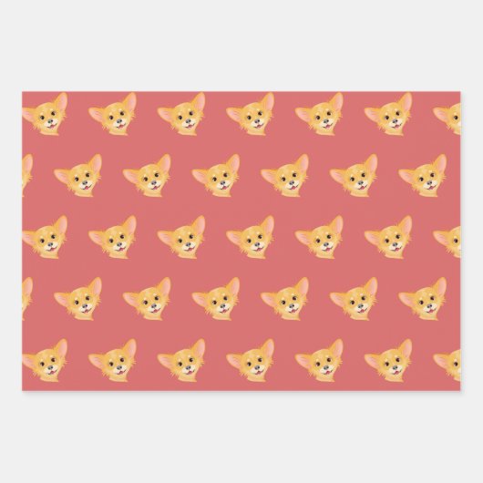 Cute Black en Pink Chihuahua Pattern Inpakpapier Vel (Voorkant 2)