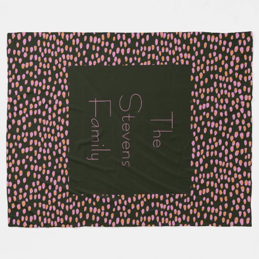 Cute Black en Pink Dot Pattern Persoonlijke naam Fleece Deken (Voorkant (Horizontaal))