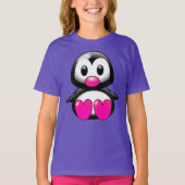 Cute Black en Pink Penguin T-Shirt (Voorkant)