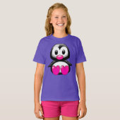 Cute Black en Pink Penguin T-Shirt (Voorkant volledig)