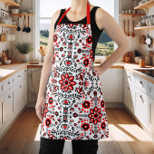 Cute Black en Red Floral Scandinavian Bandanna Schort