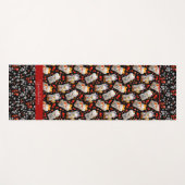 Cute Black en Red Japans Lucky Cat Yogamat (Voorkant (horizontaal))