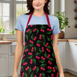 Cute Black en Red Waterverf Cherries Schort<br><div class="desc">Waterverf en rode kersen Schort</div>