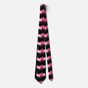 Cute Black en Roze Heart Pattern Stropdas