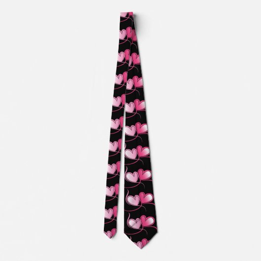 Cute Black en Roze Heart Pattern Stropdas (Achterkant)