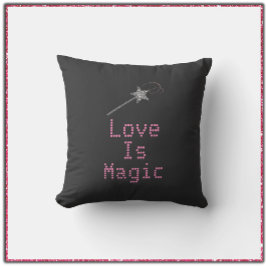 Cute Black en Roze Love is Magic Kussen
