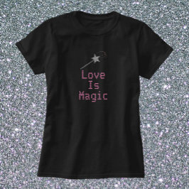 Cute Black en Roze Love is Magic T-Shirt