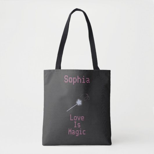 Cute Black en Roze Love is Magic Tote Bag (Voorkant)