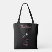 Cute Black en Roze Love is Magic Tote Bag (Achterkant)