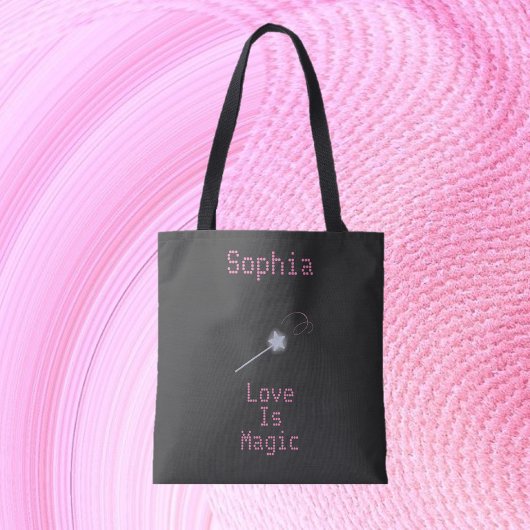 Cute Black en Roze Love is Magic Tote Bag