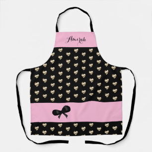 Cute Black en Roze met Gold Hearts-Schort Schort
