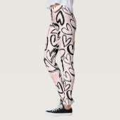 Cute black en roze Valentijnsdag harten patroon Leggings (Links)