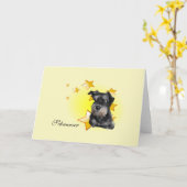 Cute Black en Silver Schnauzer zijn Star Kaart (Gele Bloem)