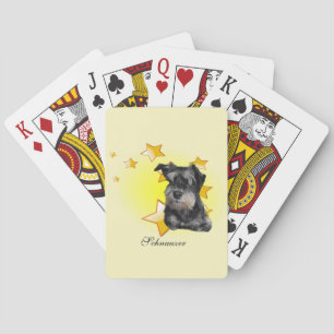 Cute Black en Silver Schnauzer zijn Star Pokerkaarten