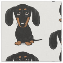Cute Black en Tan Dachshund | Cartoon Wiener Dog