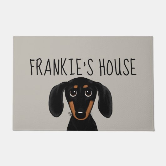 Cute Black en Tan Dachshund Funny Dog Custom Deurmat (Voorkant)
