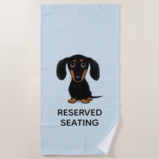 Cute Black en Tan Dachshund met aangepaste tekst Strandlaken (Voorkant)