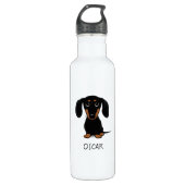 Cute Black en Tan Dachshund met aangepaste tekst Waterfles (Voorkant)