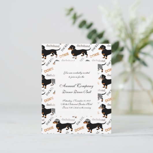Cute Black en Tan Dachshund Pattern Kaart (Staand voorkant)