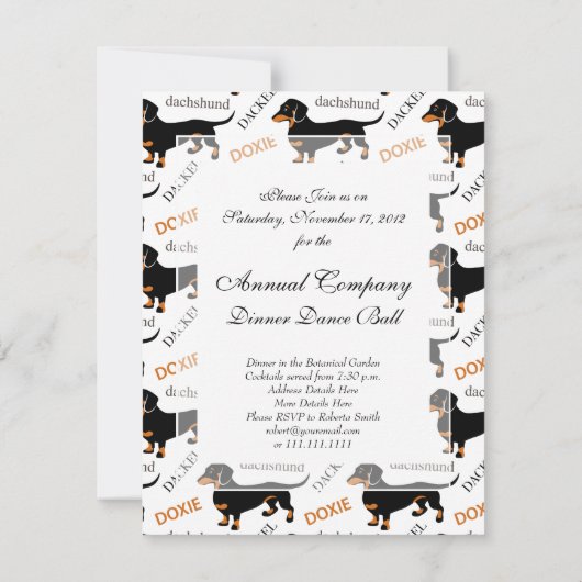 Cute Black en Tan Dachshund Pattern Kaart (Achterkant)