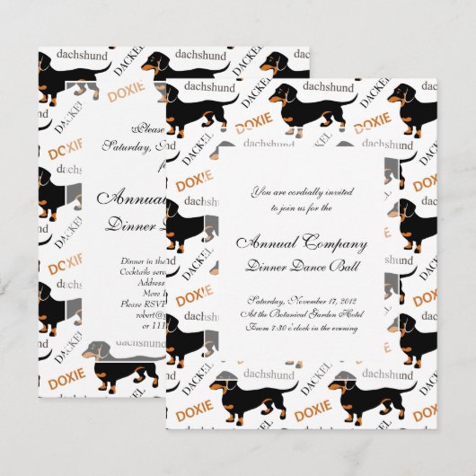 Cute Black en Tan Dachshund Pattern Kaart (Voorkant / Achterkant)