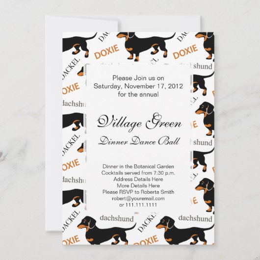 Cute Black en Tan Dachshund Pattern Kaart (Achterkant)