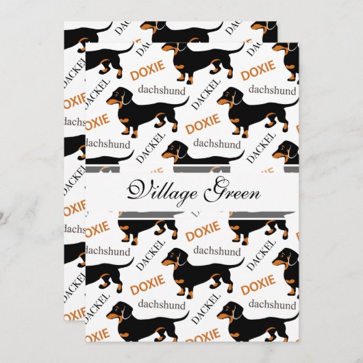 Cute Black en Tan Dachshund Pattern Kaart (Voorkant / Achterkant)