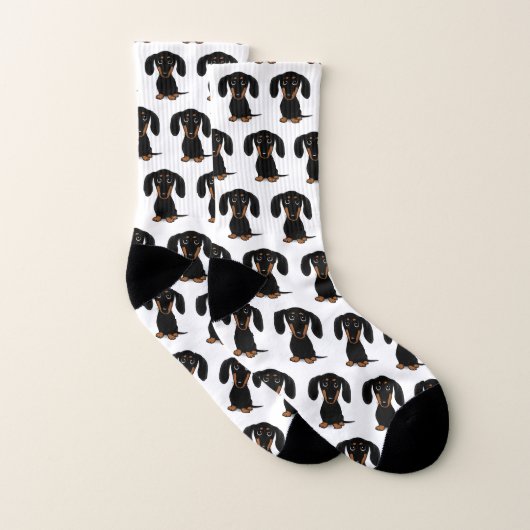 Cute Black en Tan Dachshund Pattern | Wiener Dog Sokken (Paar)