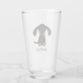Cute Black en Tan Dachshund Puppy Dog Custom Glas (Achterkant)