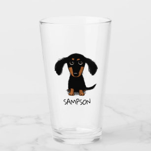 Cute Black en Tan Dachshund Puppy Dog Custom Glas
