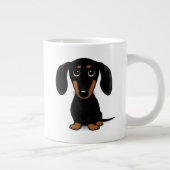 Cute Black en Tan Dachshund | Wiener Dog Grote Koffiekop (Rechts)