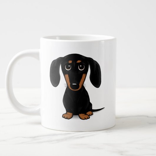 Cute Black en Tan Dachshund | Wiener Dog Grote Koffiekop (Links)