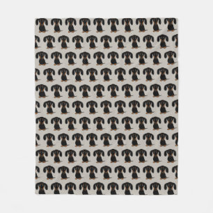 Cute Black en Tan Dachshund   Wiener Dogs Pattern Fleece Deken