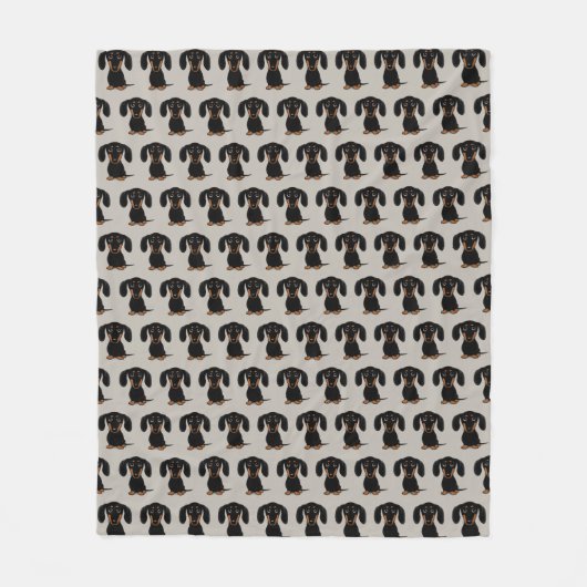 Cute Black en Tan Dachshund | Wiener Dogs Pattern Fleece Deken (Voorkant)