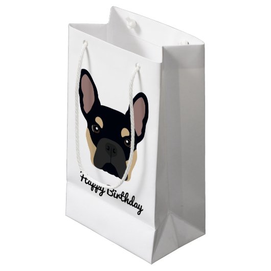Cute Black en Tan French Bulldog Birthday Klein Cadeauzakje (Voorkant Gekanteld)