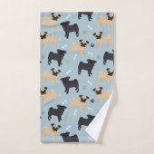 Cute Black en Tan Pugs Pattern Bad Handdoek (Handdoek)