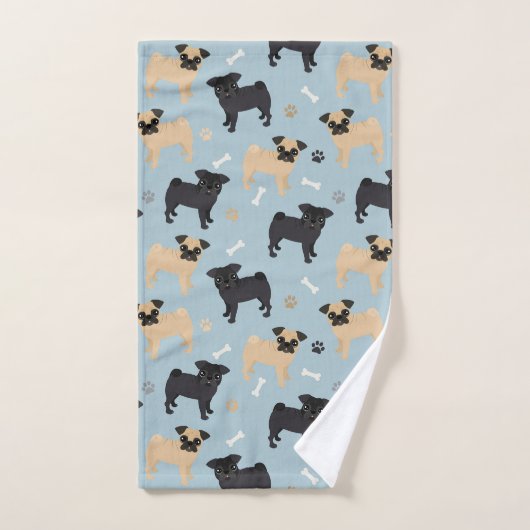 Cute Black en Tan Pugs Pattern Bad Handdoek (Handdoek)