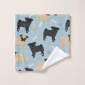 Cute Black en Tan Pugs Pattern Bad Handdoek (Wasdoekje)