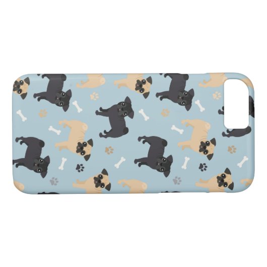 Cute Black en Tan Pugs Pattern Case-Mate iPhone Case (Achterkant (Horizontaal))