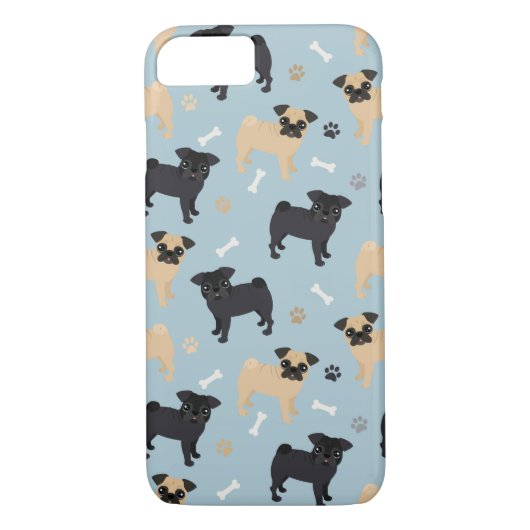 Cute Black en Tan Pugs Pattern Case-Mate iPhone Case (Achterkant)